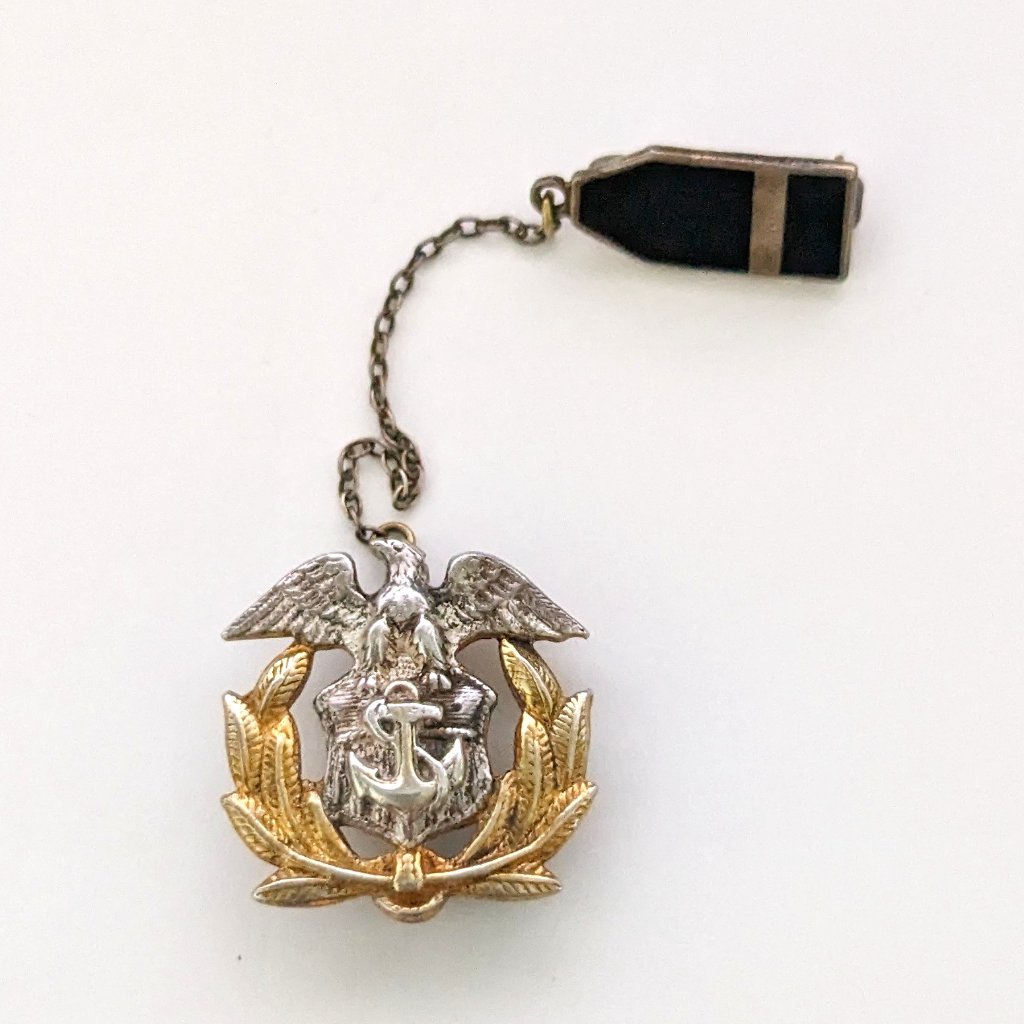 Vtg Wwii Sterling Silver Gold Overlay Naval Navy Merchant Marine Military Pin Vtg Wwii Sterling Silver Gold Overlay Naval Navy Merchant Marine Military Pin